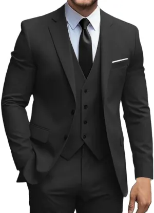 Mens Suits 3 Piece Slim Fit Suit Set Solid Tuxedo Set for Wedding Groomsmen Business Prom Party