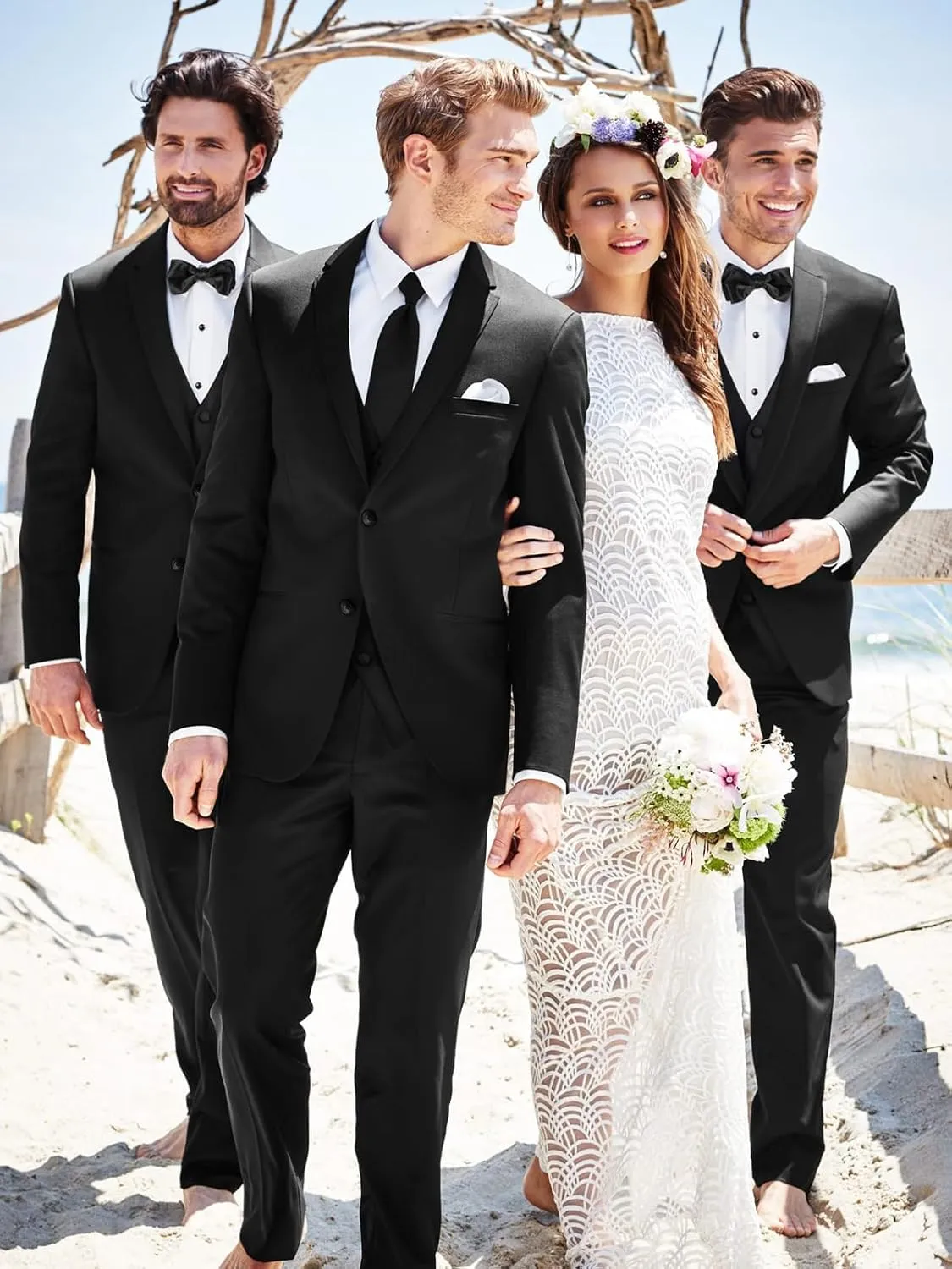 Mens Suits 3 Piece Slim Fit Suit Set Solid Tuxedo Set for Wedding Groomsmen Business Prom Party