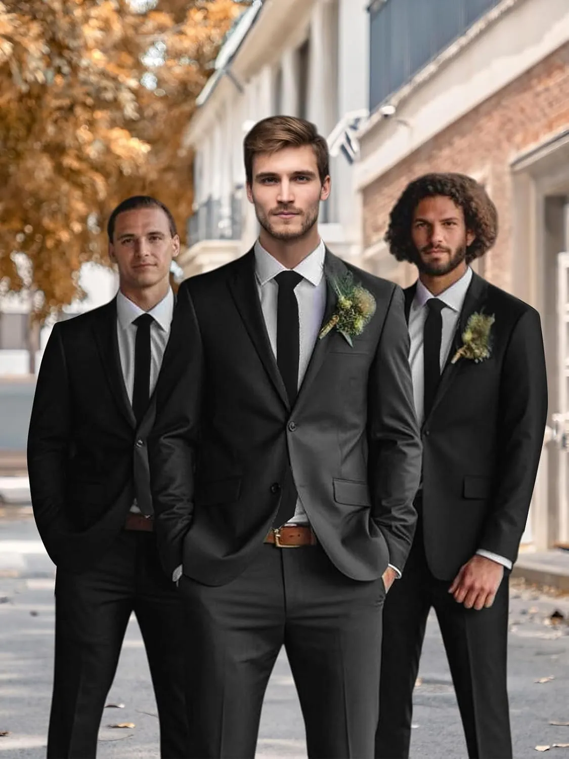 Mens Suits 3 Piece Slim Fit Suit Set Solid Tuxedo Set for Wedding Groomsmen Business Prom Party