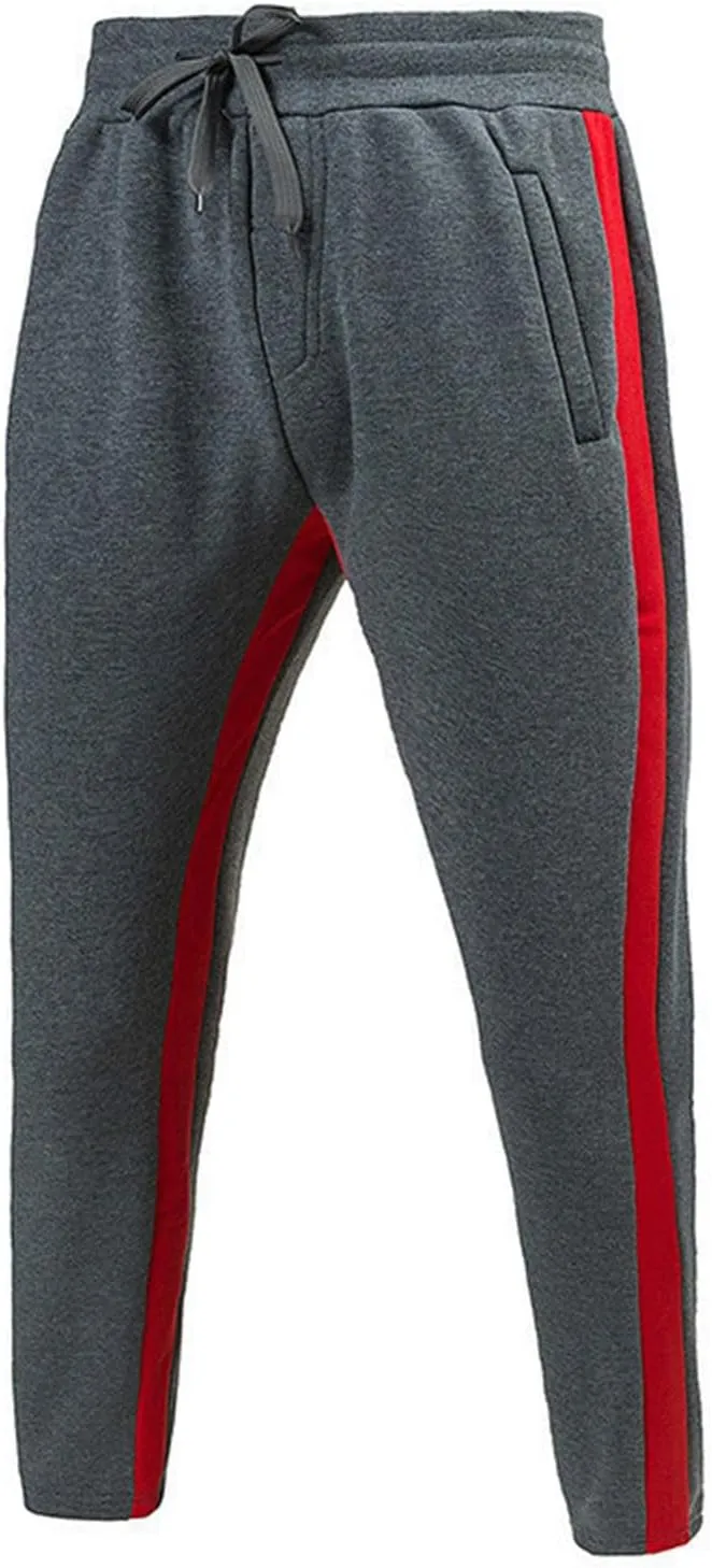 Mens Track Pants Casual Color Block Side Stripe Sweatpants Elastic Waist Slim Fit Tapered Sweat Pants Workout Joggers