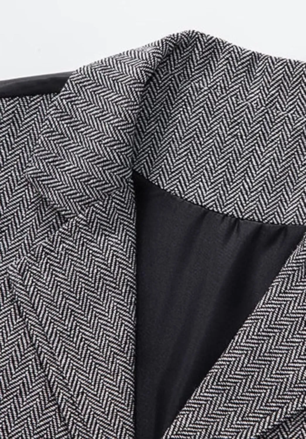 Men's Tweed Retro Vest Business Slim Fit Double Breasted Herringbone Waistcoat Multi-pocket