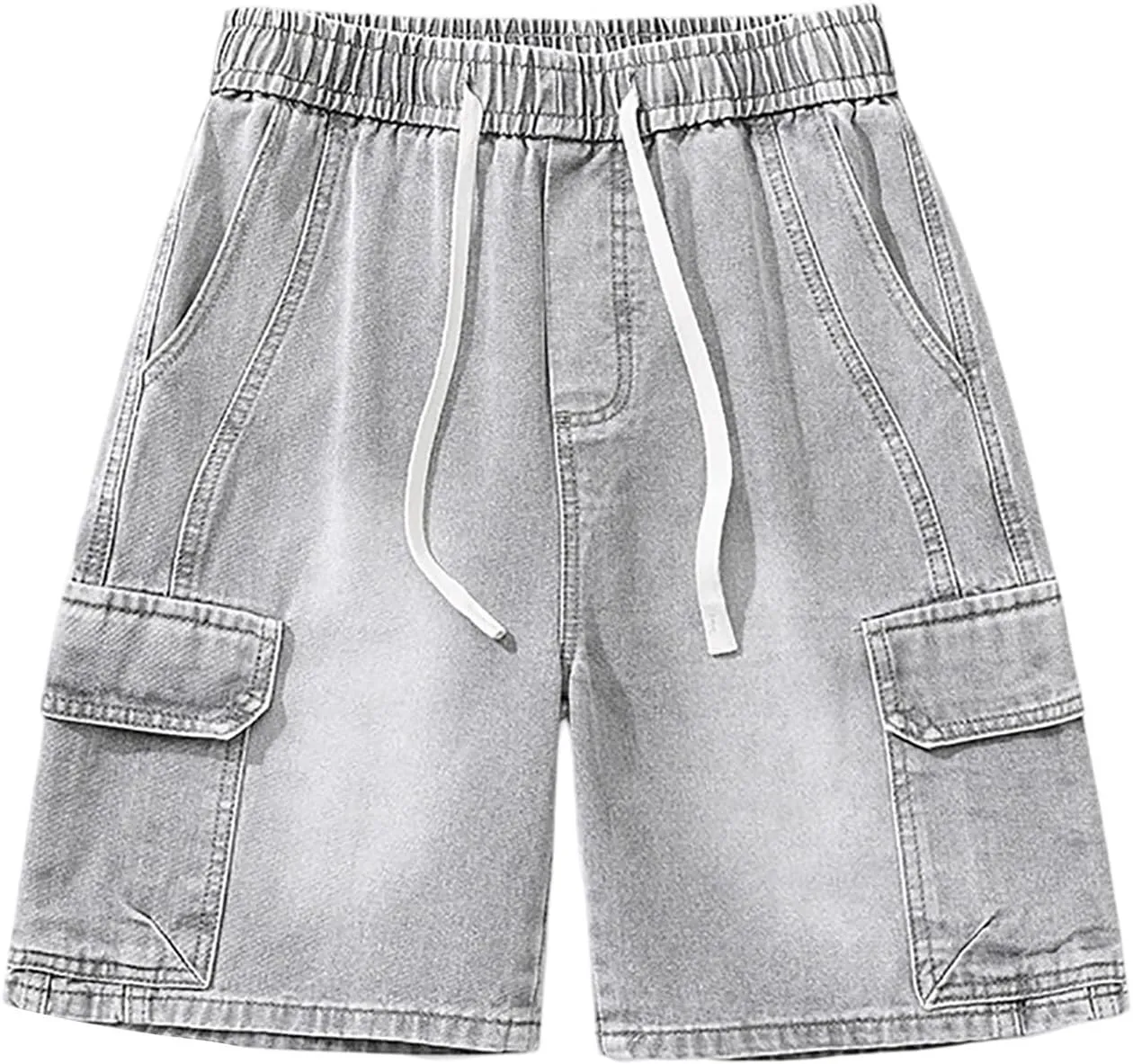 Men's Wide Leg Y2K Hip Hop Mid Jean Shorts Work Denim Shorts with Pockets Casual Summer Trendy Outfits