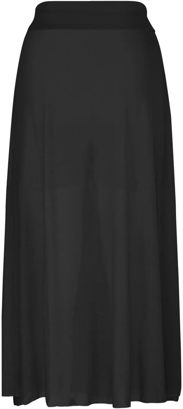Mesh Tulle Skirts for Women Flowy Lace Up Elastic High Waisted Maxi Skirts Solid Color Pleated Swing Long Skirts