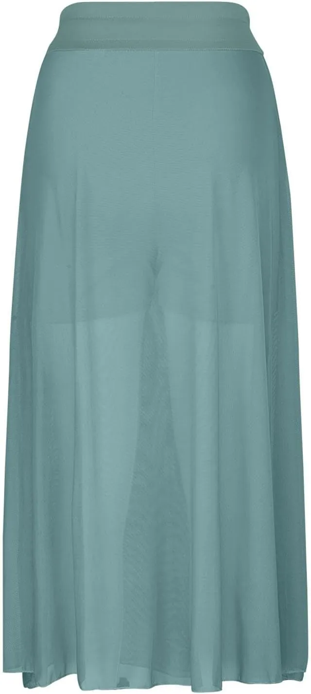 Mesh Tulle Skirts for Women Flowy Lace Up Elastic High Waisted Maxi Skirts Solid Color Pleated Swing Long Skirts