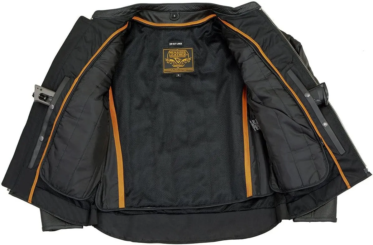Milwaukee Leather SH1408 Men's Sporty Crossover Vented Black Motorcycle Leather Scooter Jacket