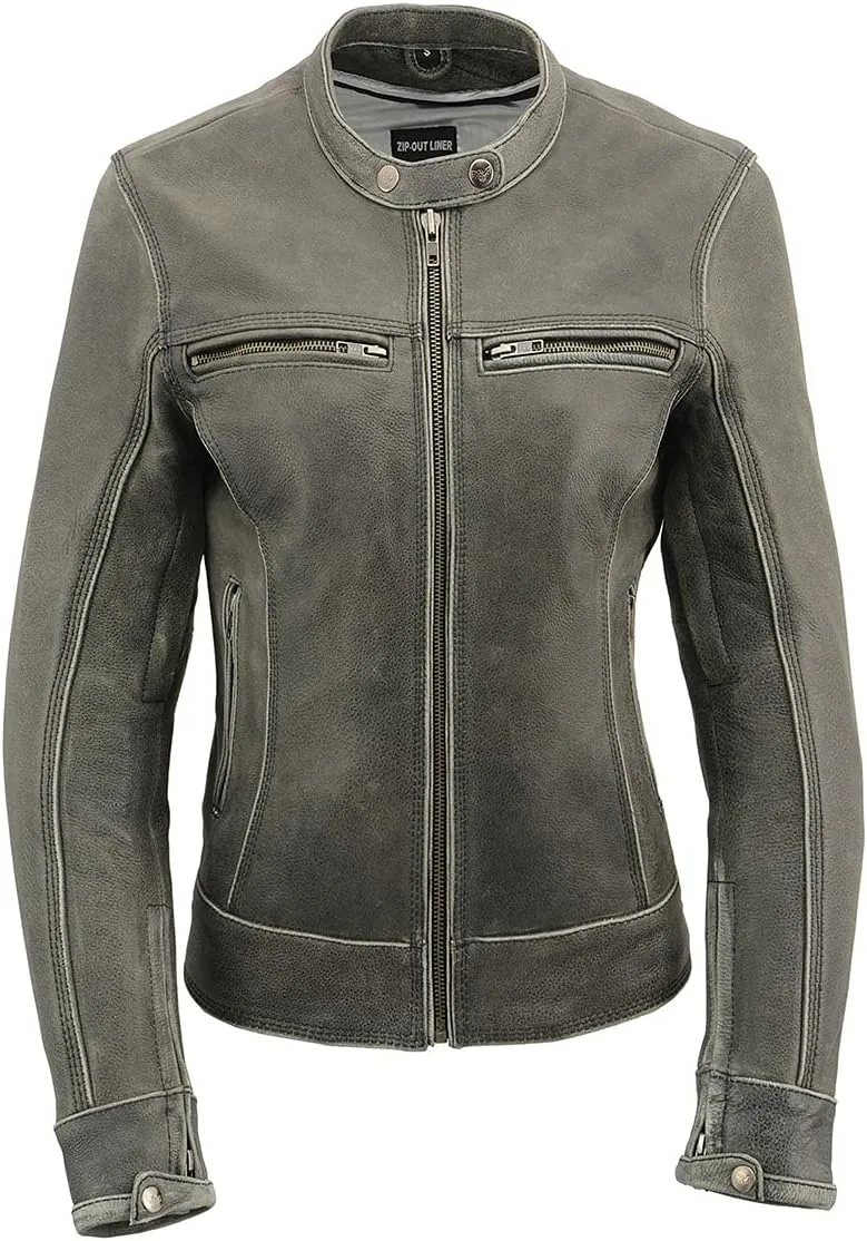 Milwaukee Leather Women's 'Sporty and Elegant' Scooter Style Motorcycle Leather Rider Jacket - 3X-Large