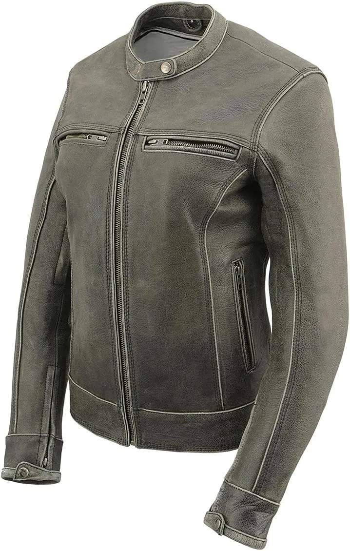 Milwaukee Leather Women's 'Sporty and Elegant' Scooter Style Motorcycle Leather Rider Jacket - 3X-Large