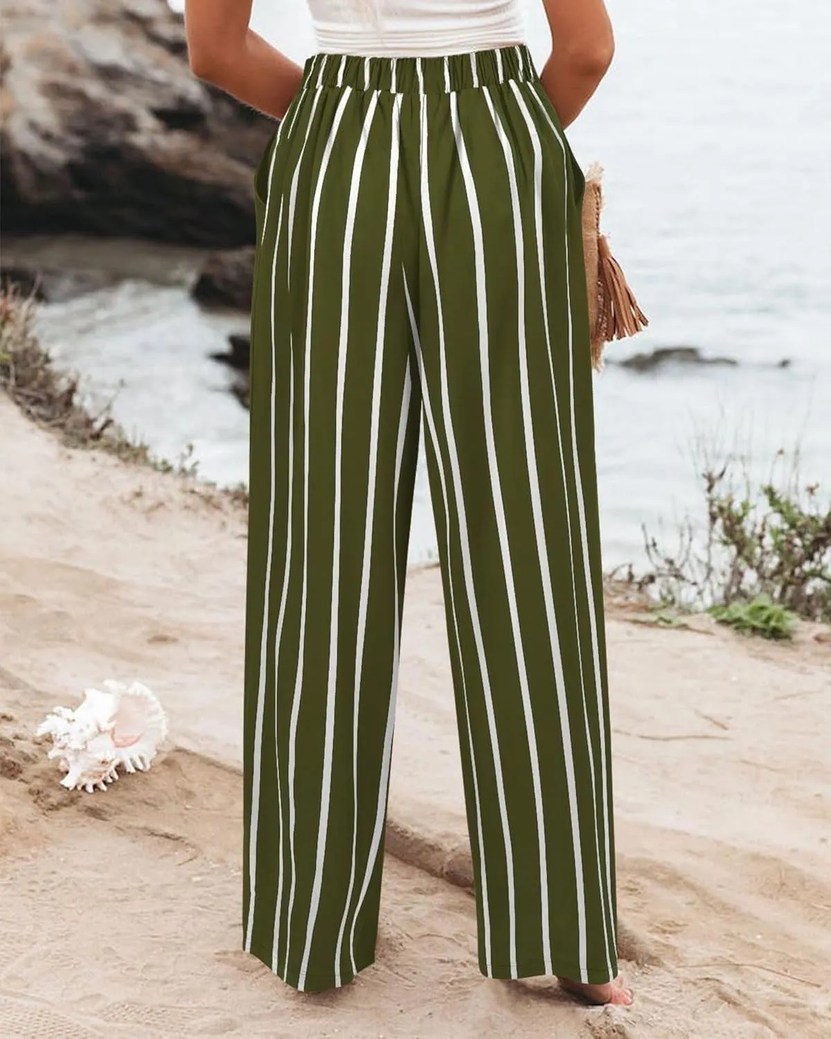 Mmoneyake Wide Leg Pants for Women High Waist Long Palazzo Pants Button Down Loose Business Work Office Trousers with Pockets