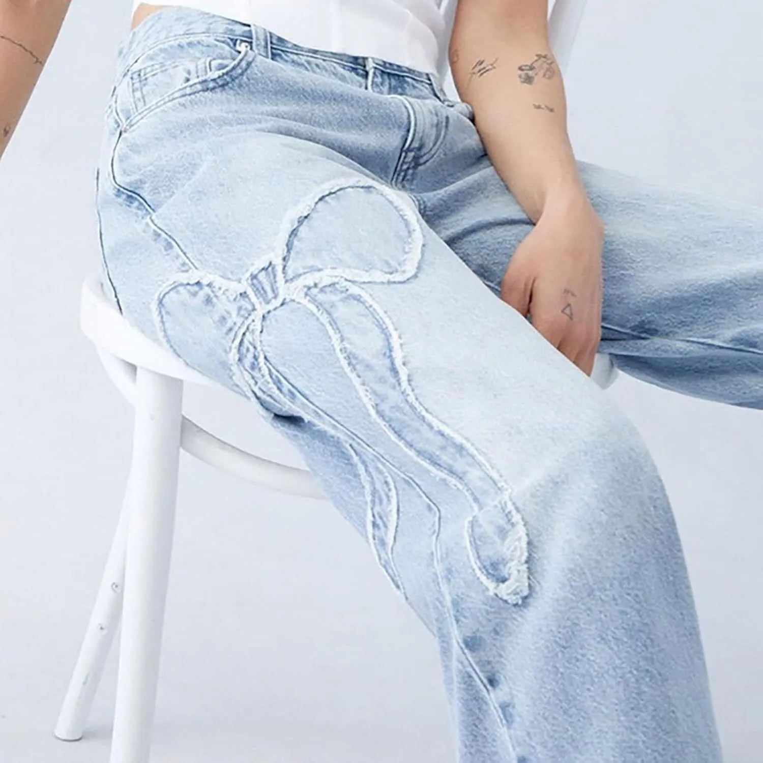 Oprah's Favorite Jeans Pants High Waisted Cropped Denim Pants Tummy Control Sailor Wide Leg Trouser Chiccurva Jeans