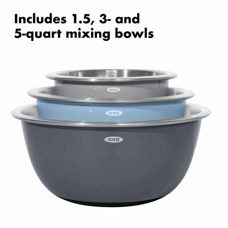 OXO 3 Piece Stainless Steel Mixing Bowl Set