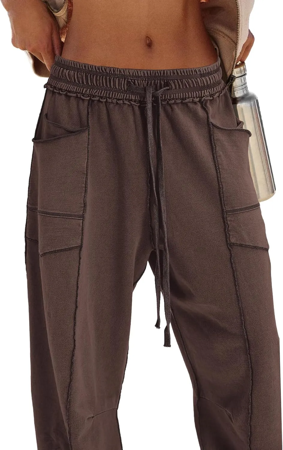 Panadila Womens Barrel Pants Drawstring Wide Leg Sweatpants Baggy Summer Lounge Pants Casual Beach Trousers