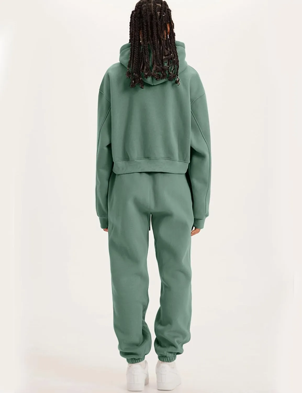 PEHMEA Women's 2 Piece Sweatsuit Outfits, Winter Comfy Lounge Sets for Women, Fleece Hoodies Crop Pullover with Joggers Pants