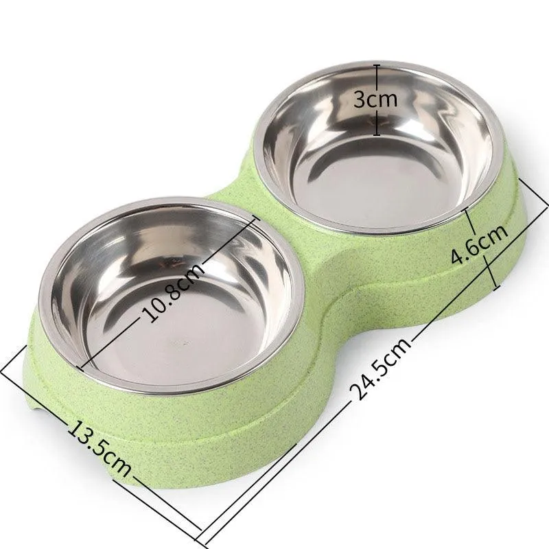 Pet Stainless Steel Double Bowl Feeder