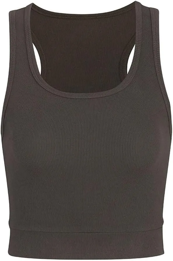PJ Harlow Women's Bra30 Sporty-Racerback Half Tank with Fitted Band Sport Style Top