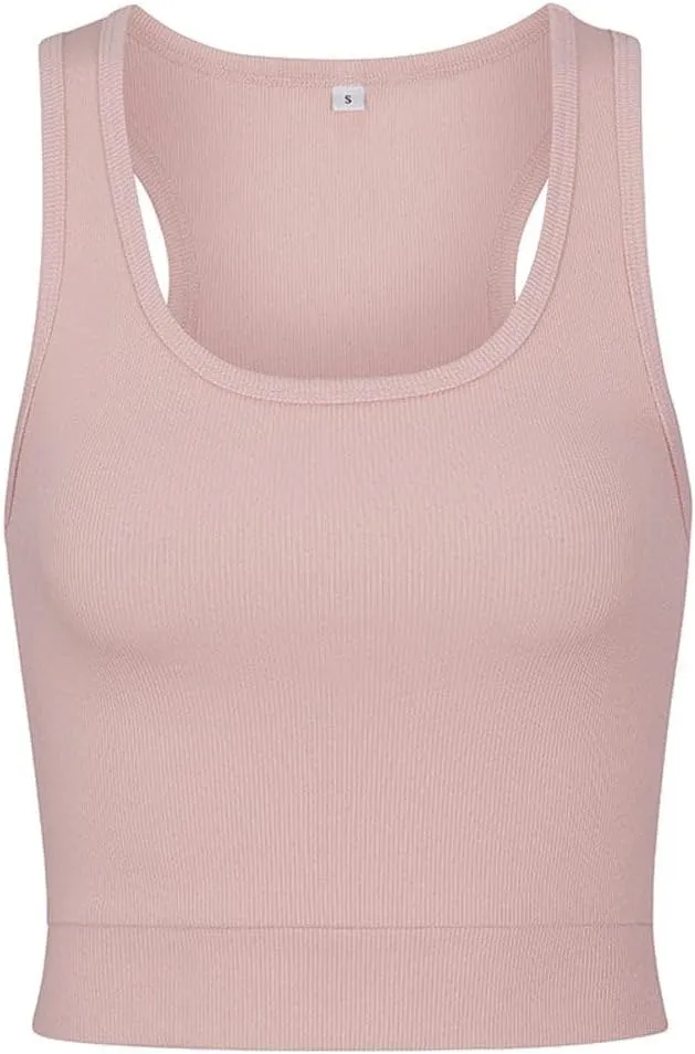 PJ Harlow Women's Bra30 Sporty-Racerback Half Tank with Fitted Band Sport Style Top