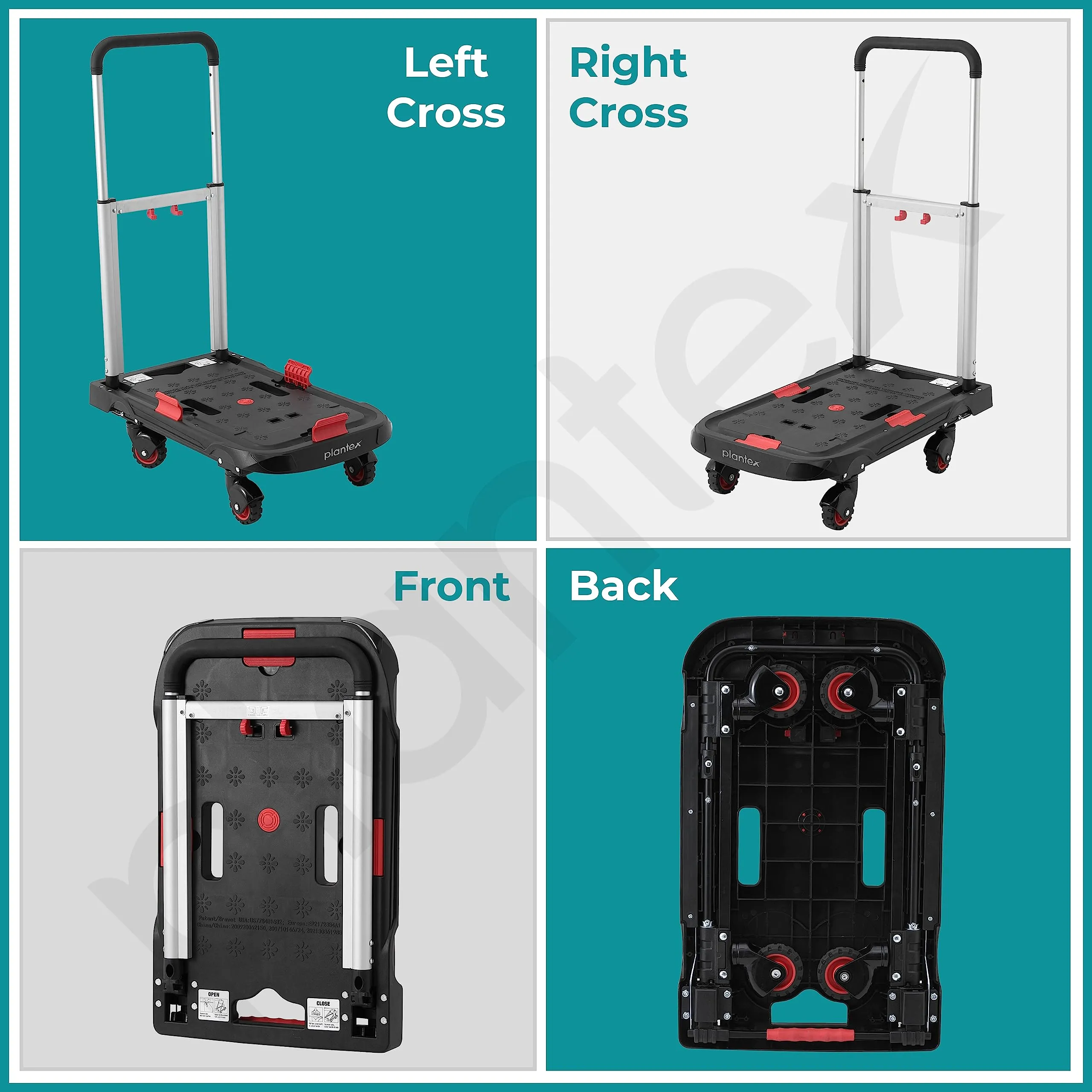 Plantex Platfom Trolley|Heavy Duty Trolley|Hand Truck|trooly for Good carring|Trolley with Foldable guared Wheels(FW99FS-Red and Black)