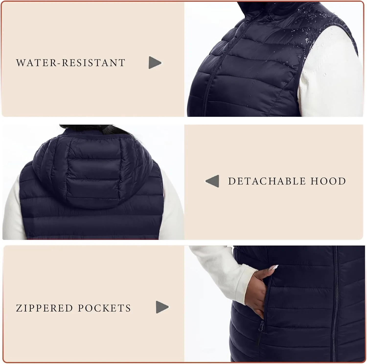 Plus Size Women Puffer Vest 1X-6X Lightweight Packable Quilted Puffy Vest (Exclusively for Plus Size)