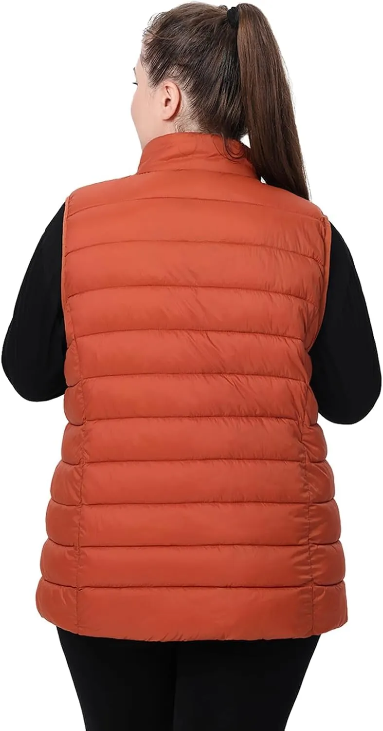Plus Size Women's Packable Puffer Vest 1X-6X Water-Resistant Quilted Puffy Vest (Exclusively for Plus Size)