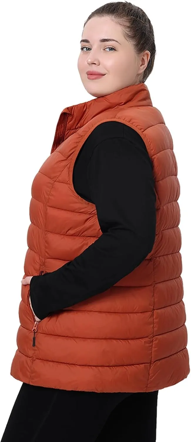 Plus Size Women's Packable Puffer Vest 1X-6X Water-Resistant Quilted Puffy Vest (Exclusively for Plus Size)
