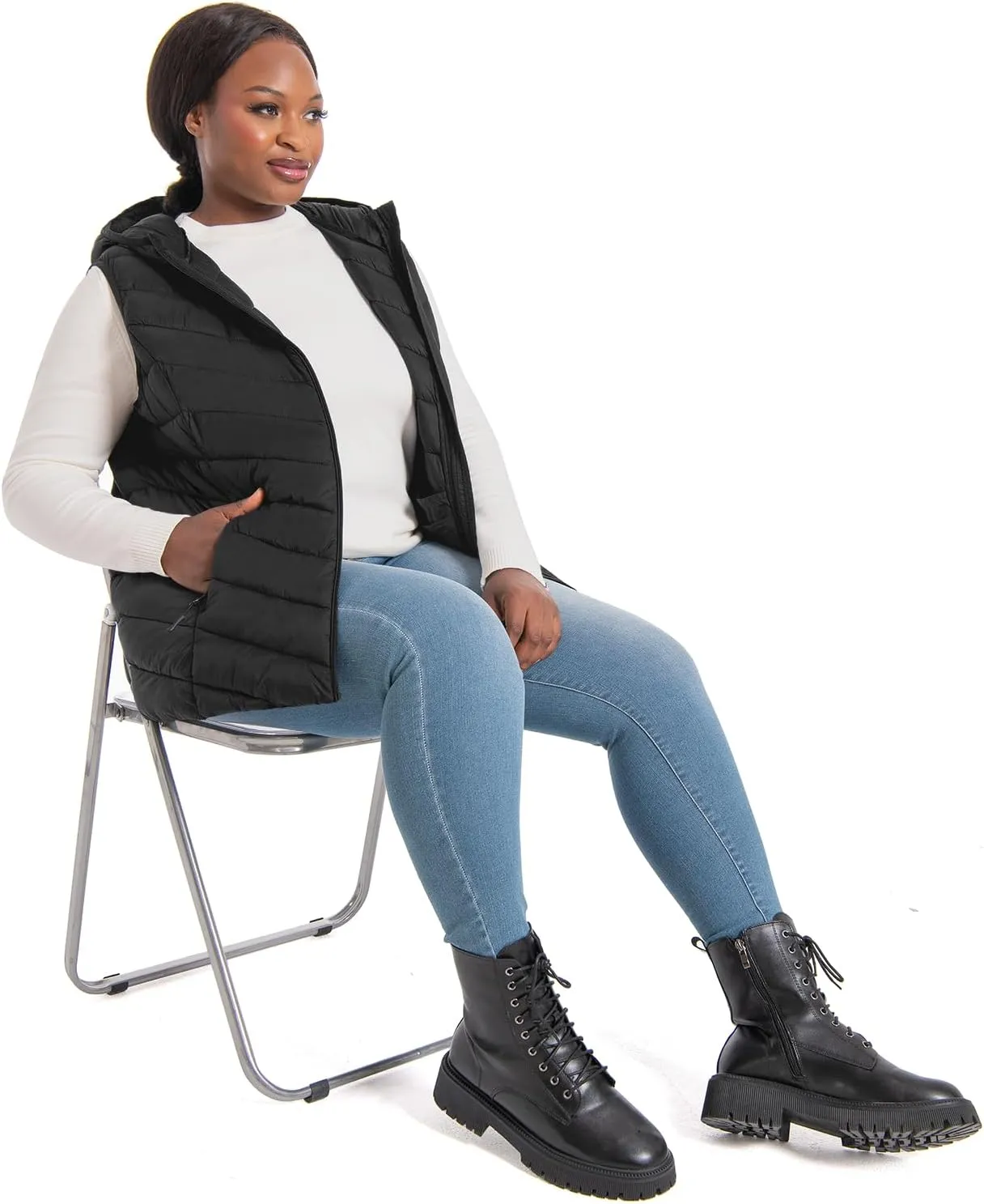 Plus Size Womens Puffer Vest 1X-6X Water-Resistant Quilted Women's Packable Puffy Vest (Exclusively for Plus Size)