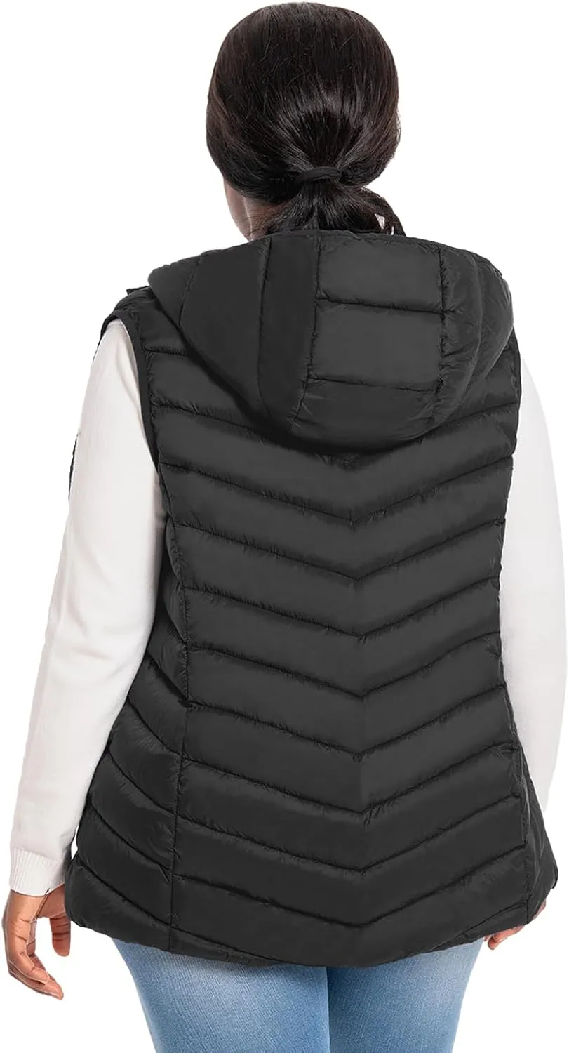 Plus Size Womens Puffer Vest 1X-6X Water-Resistant Quilted Women's Packable Puffy Vest (Exclusively for Plus Size)