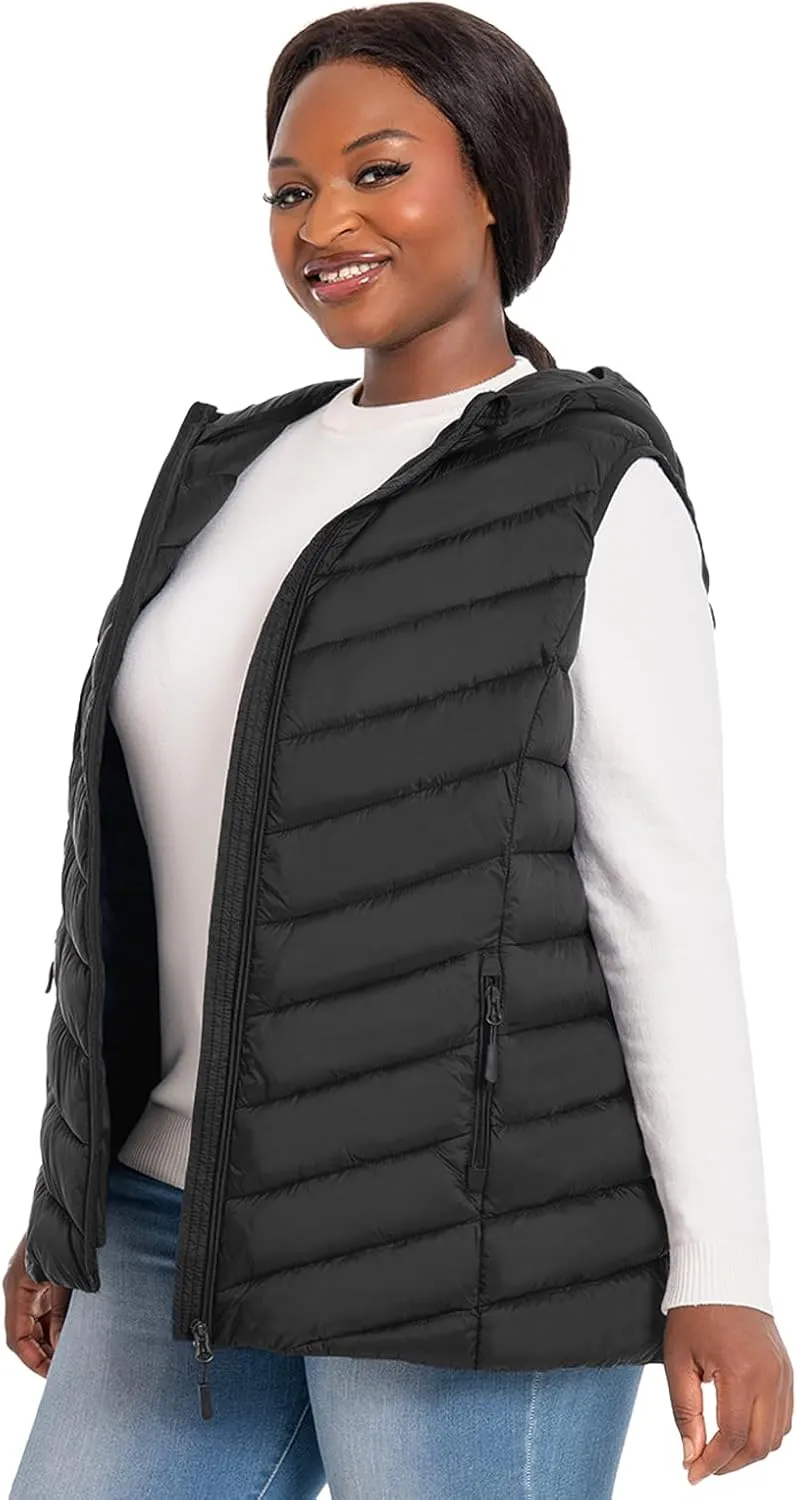 Plus Size Womens Puffer Vest 1X-6X Water-Resistant Quilted Women's Packable Puffy Vest (Exclusively for Plus Size)