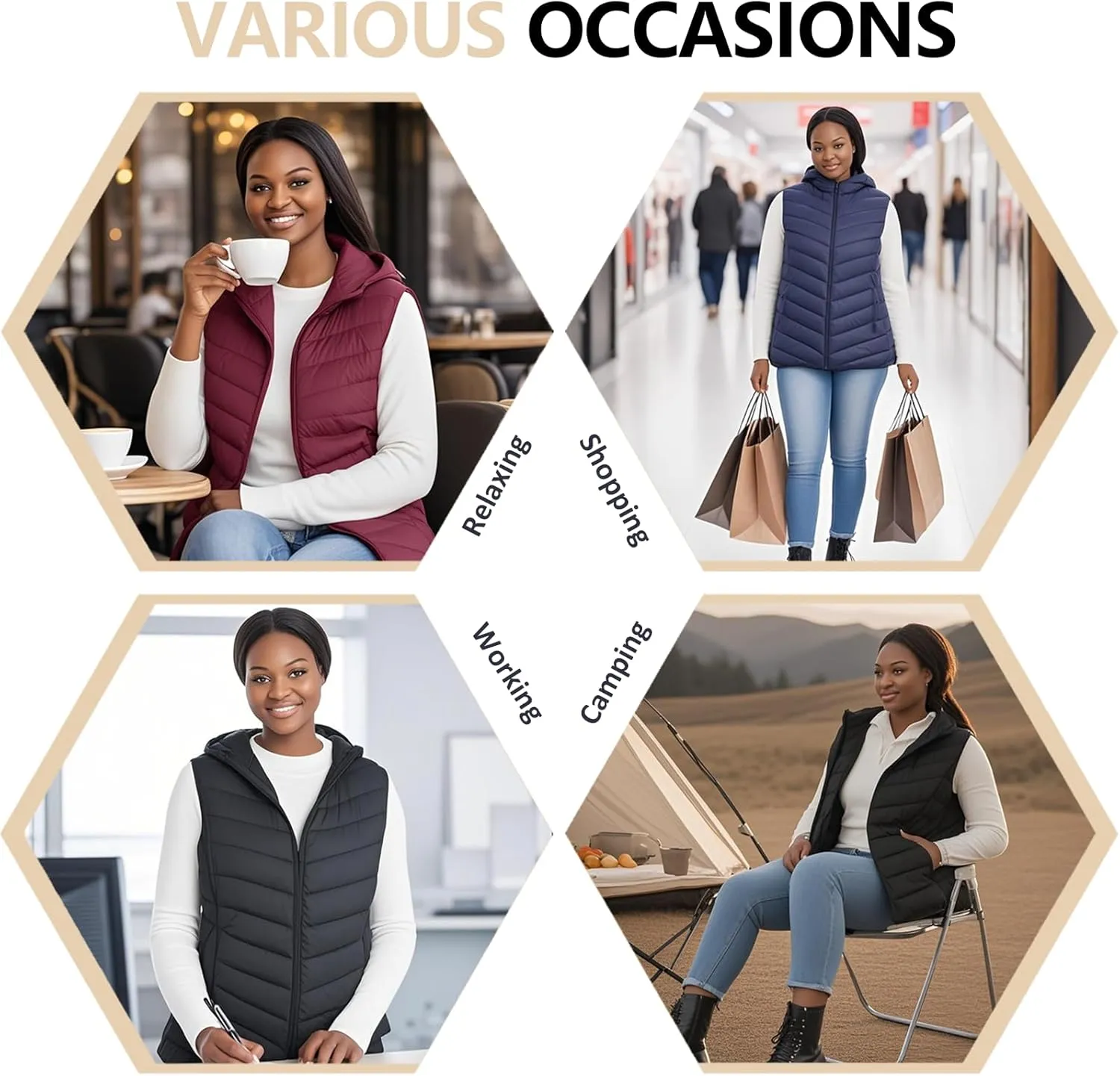 Plus Size Womens Puffer Vest 1X-6X Water-Resistant Quilted Women's Packable Puffy Vest (Exclusively for Plus Size)