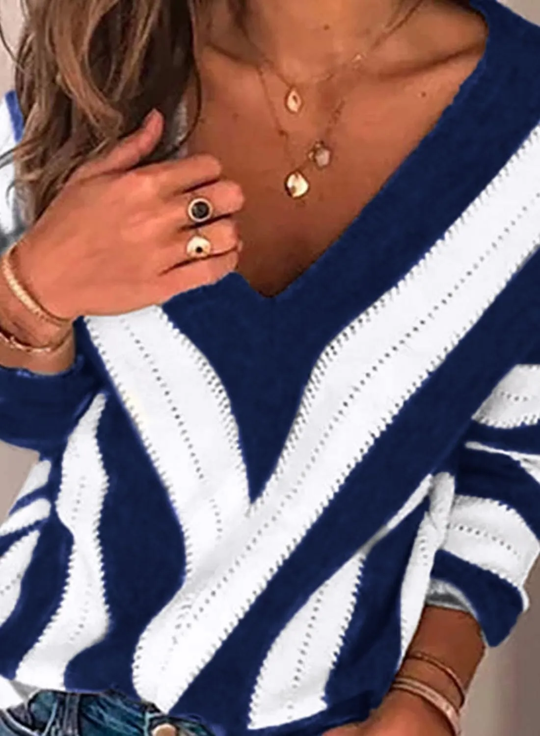 PRETTYGARDEN Women's Fashion Long Sleeve Striped Color Block Knitted Sweater Crew Neck Loose Pullover Jumper Tops