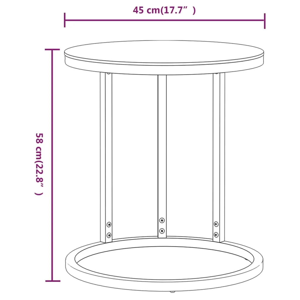 Side Table Accent Round Coffee Table Furniture Marble Tempered Glass