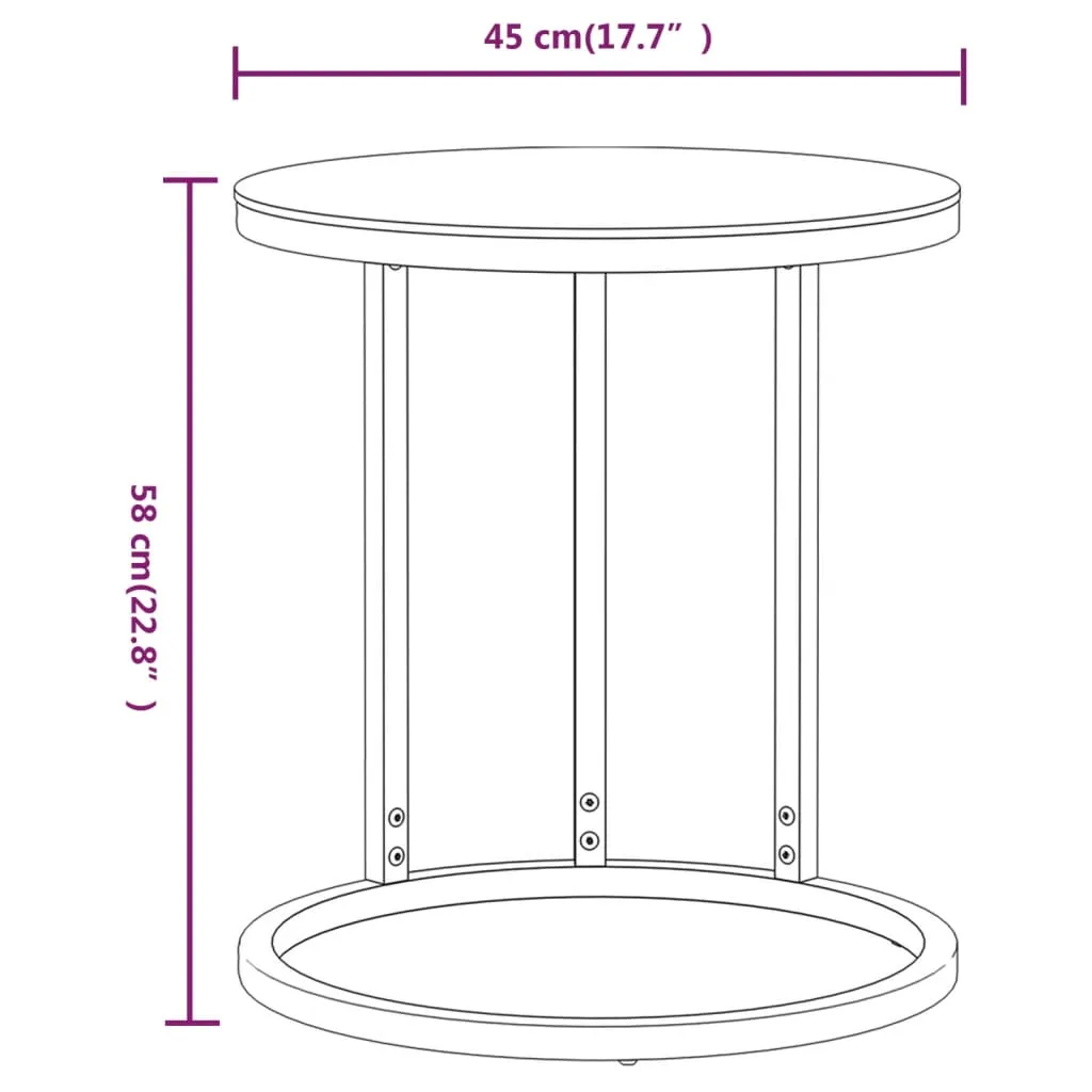 Side Table Accent Round Coffee Table Furniture Marble Tempered Glass