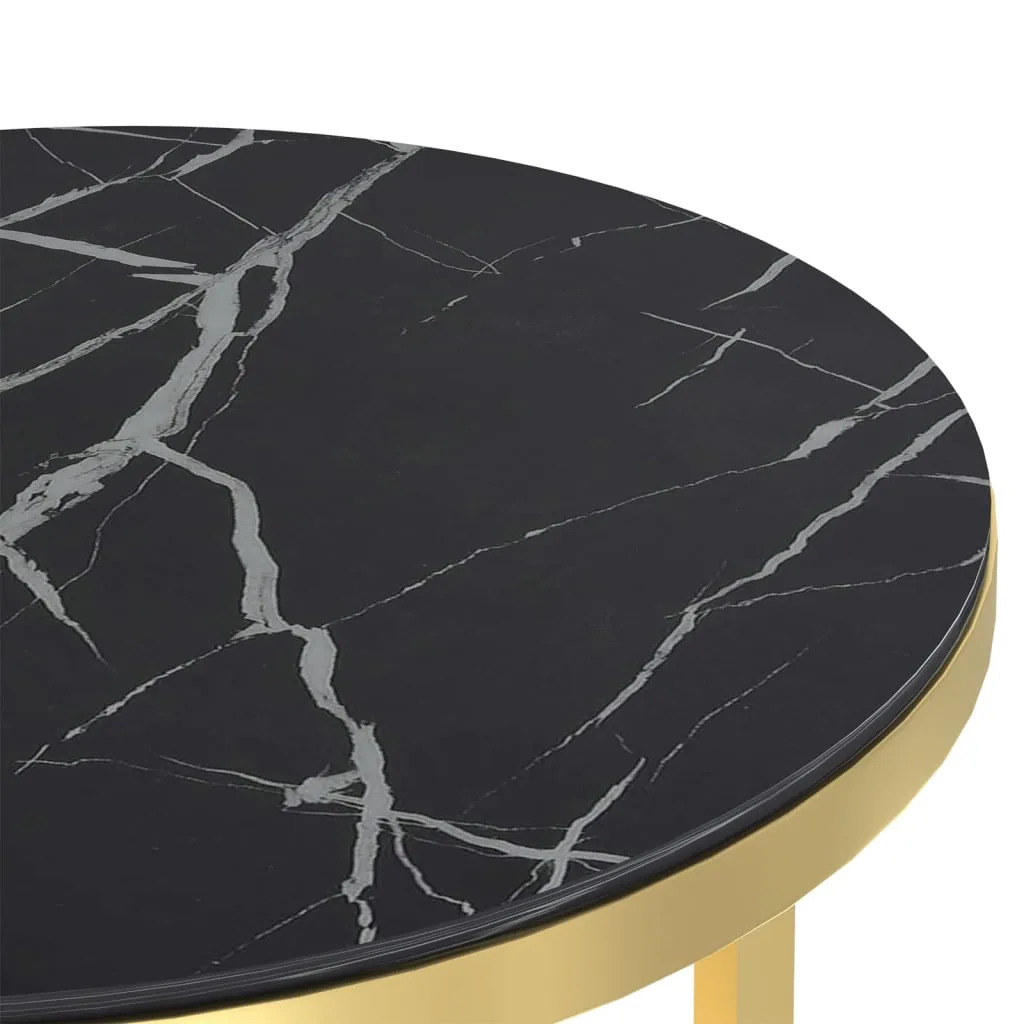 Side Table Accent Round Coffee Table Furniture Marble Tempered Glass