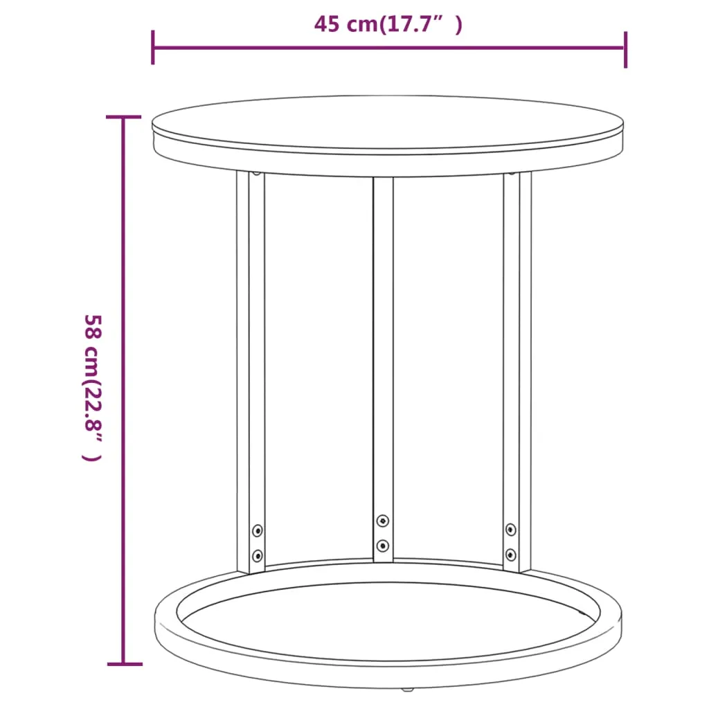 Side Table Accent Round Coffee Table Furniture Marble Tempered Glass