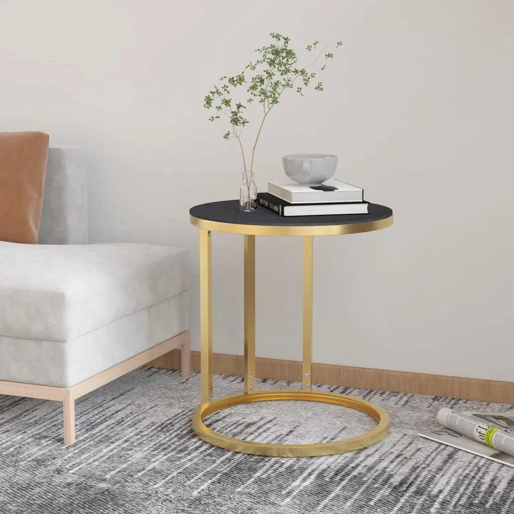 Side Table Accent Round Coffee Table Furniture Marble Tempered Glass