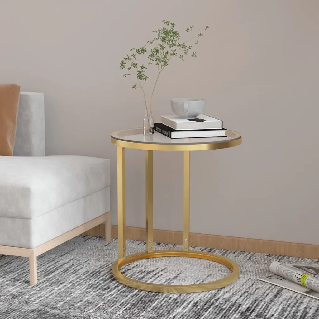 Side Table Accent Round Coffee Table Furniture Marble Tempered Glass