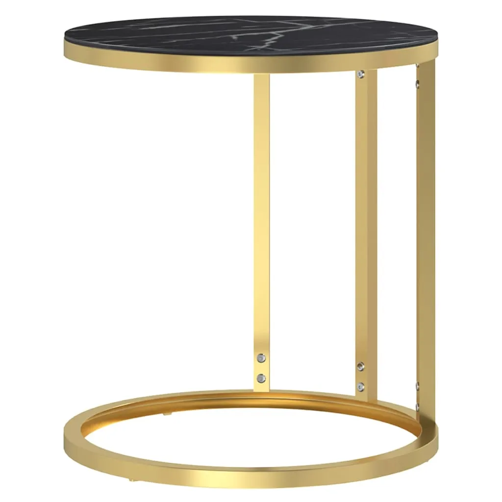Side Table Accent Round Coffee Table Furniture Marble Tempered Glass