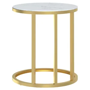 Side Table Accent Round Coffee Table Furniture Marble Tempered Glass