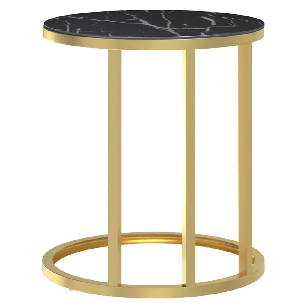 Side Table Accent Round Coffee Table Furniture Marble Tempered Glass