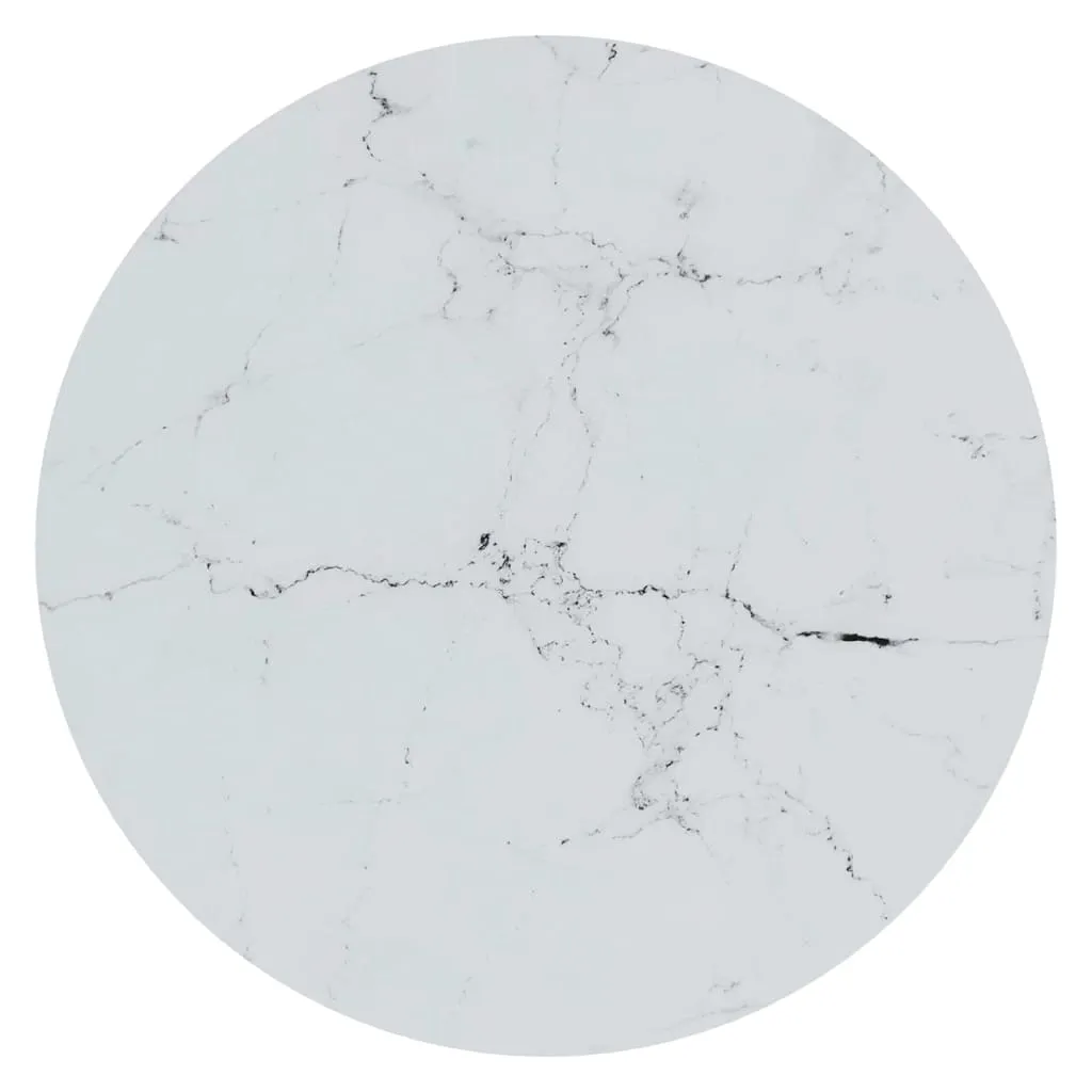 Side Table Accent Round Coffee Table Furniture Marble Tempered Glass