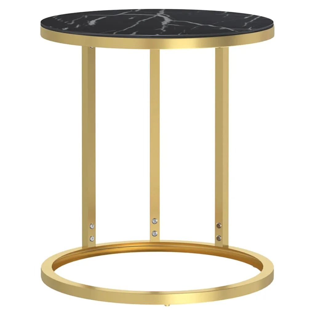 Side Table Accent Round Coffee Table Furniture Marble Tempered Glass