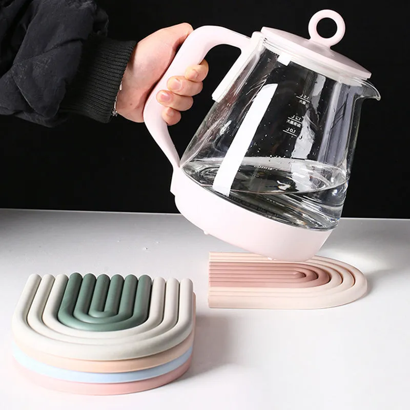 Silicone Pan Trivet Mat - Pink Pastel Rainbow