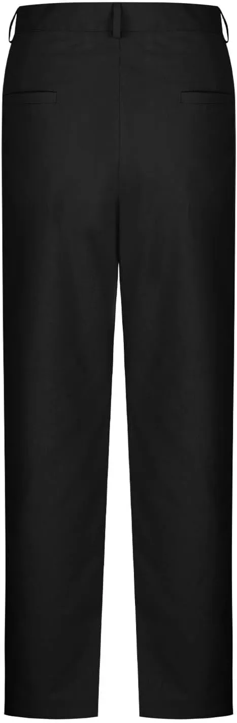 Sinzelimin Men's Linen Suit Pants Fashion Solid Color Button Zipper Closure Dressy Casual Wide Leg Sweatpant Work Trousers