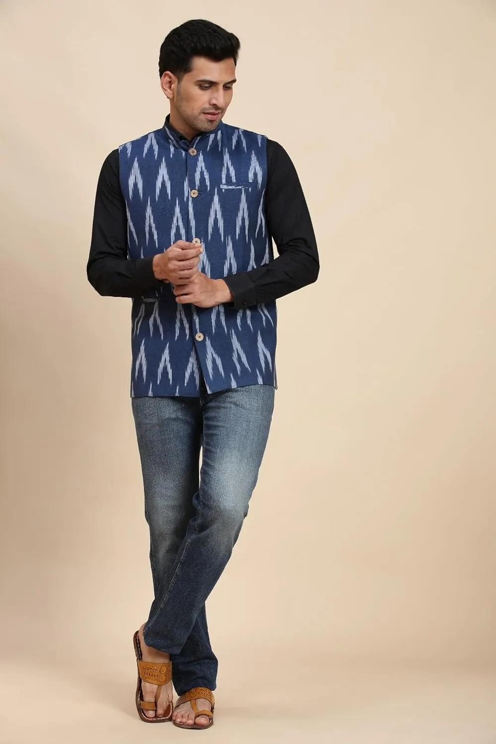 SKAVIJ Men's Casual Nehru Jacket Business Vests Lightweight Waistcoat Slim Fit Suit Vest