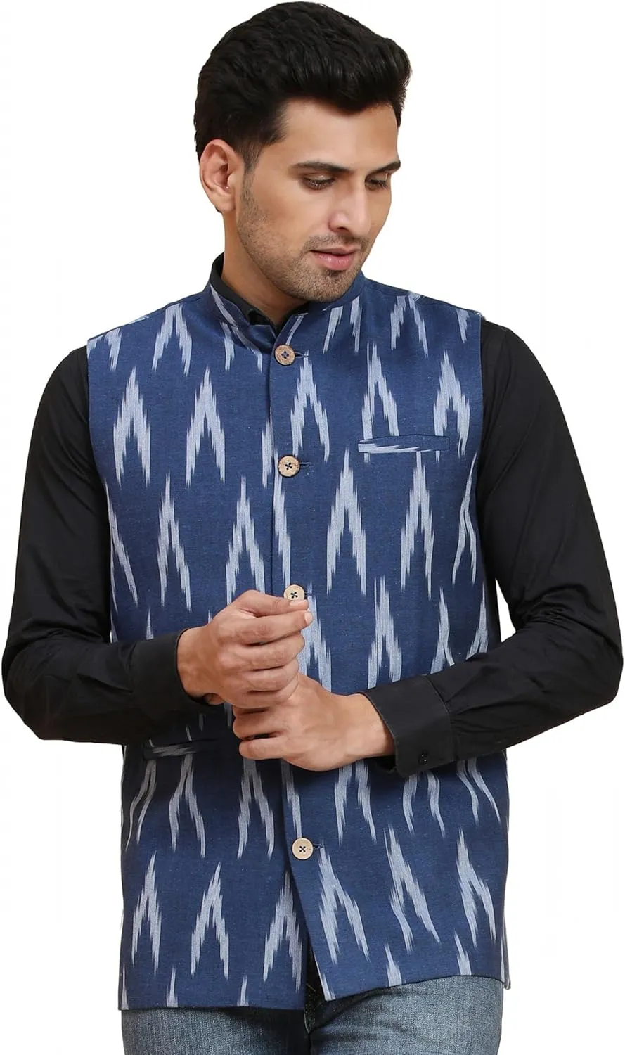 SKAVIJ Men's Casual Nehru Jacket Business Vests Lightweight Waistcoat Slim Fit Suit Vest