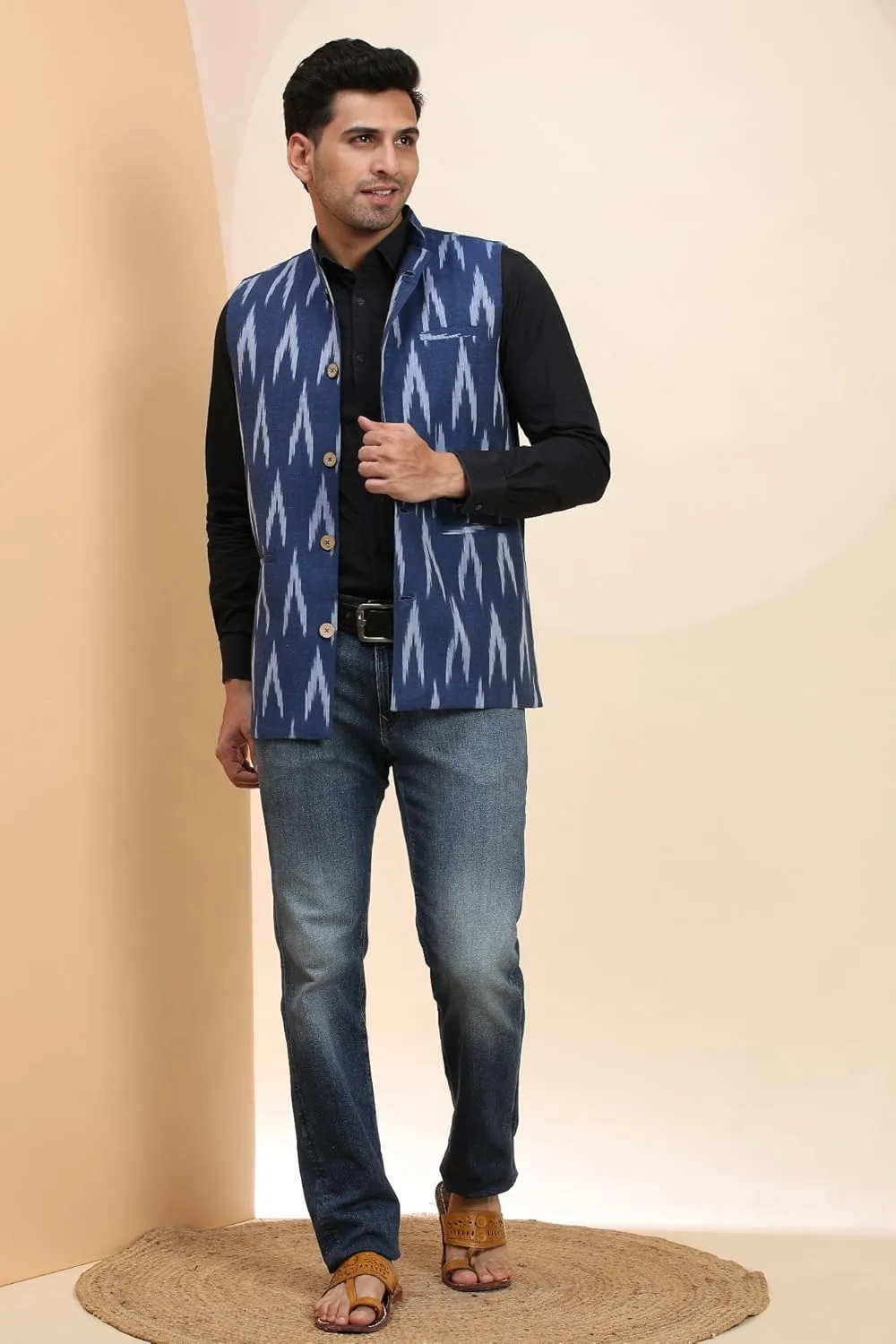 SKAVIJ Men's Casual Nehru Jacket Business Vests Lightweight Waistcoat Slim Fit Suit Vest
