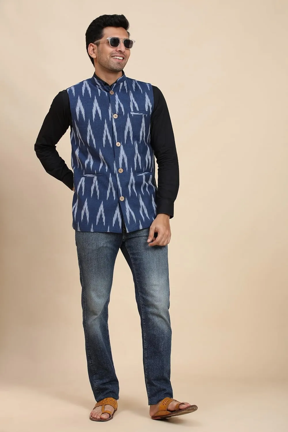 SKAVIJ Men's Casual Nehru Jacket Business Vests Lightweight Waistcoat Slim Fit Suit Vest