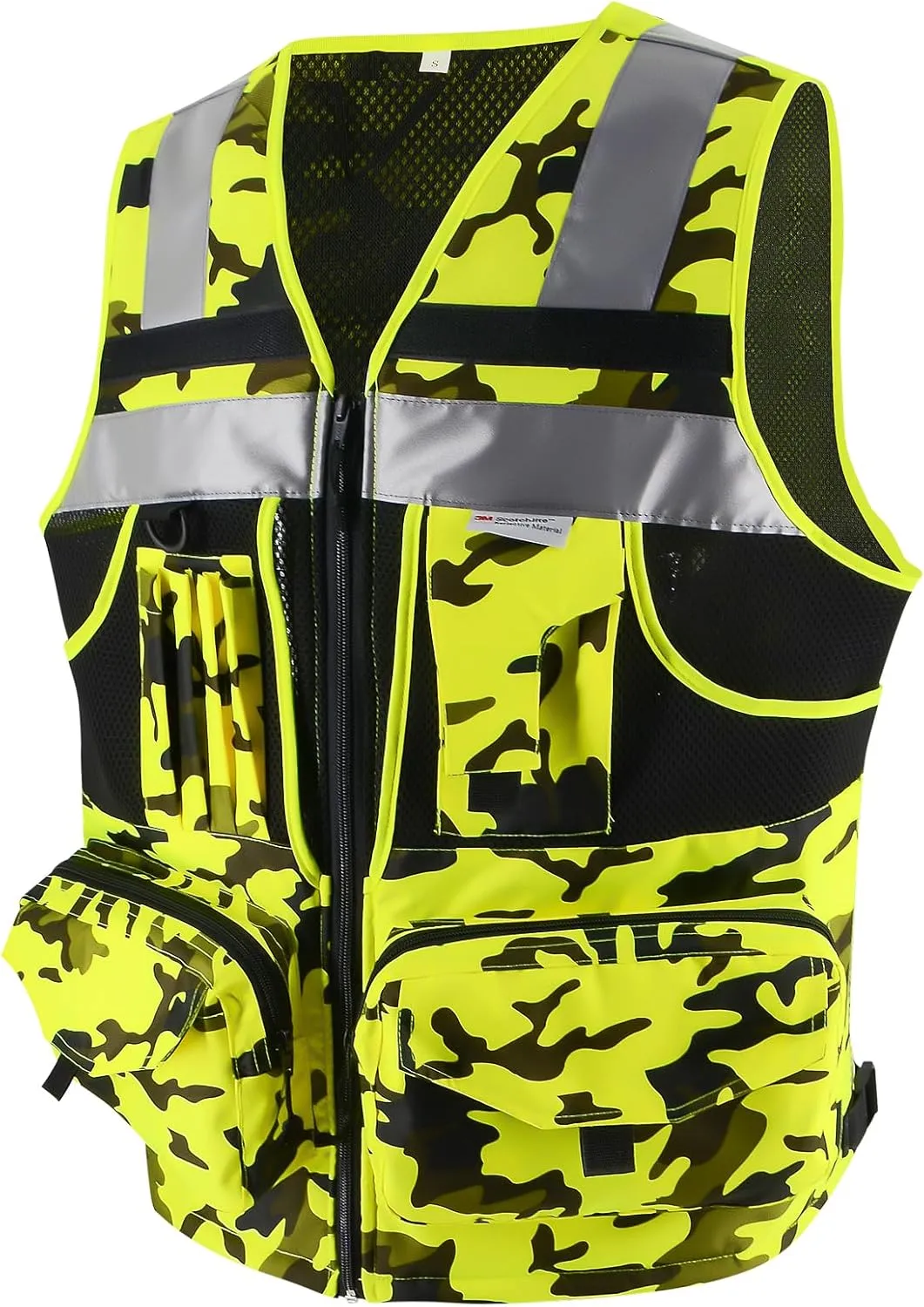 SMASYS Hi Vis Safety Vest with 3M Reflective Tape, knitted and Oxford Fabric with Pockets,Multifunction Construction Workwear