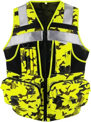SMASYS Hi Vis Safety Vest with 3M Reflective Tape, knitted and Oxford Fabric with Pockets,Multifunction Construction Workwear