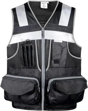 SMASYS Hi Vis Safety Vest with 3M Reflective Tape, knitted and Oxford Fabric with Pockets,Multifunction Construction Workwear