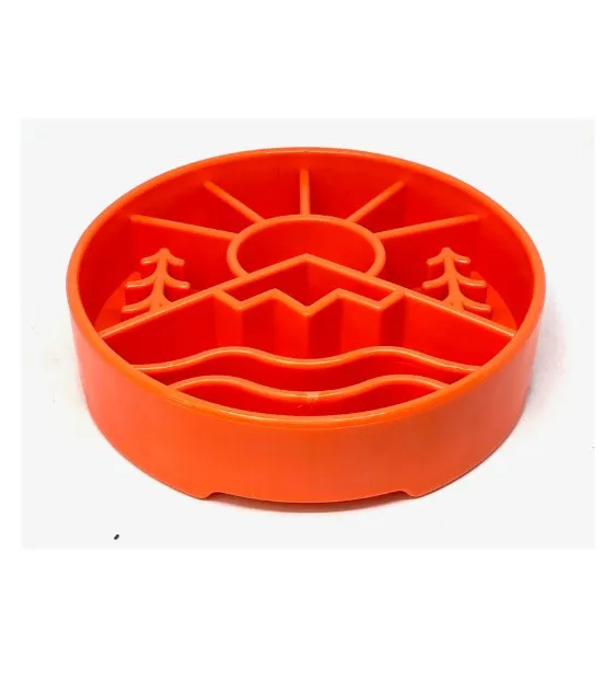 SodaPup Enrichment Slow Feeder Bowl For Dogs (Round / Orange Great Outdoors)