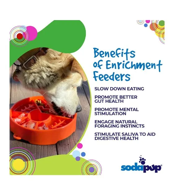 SodaPup Enrichment Slow Feeder Bowl For Dogs (Round / Orange Great Outdoors)